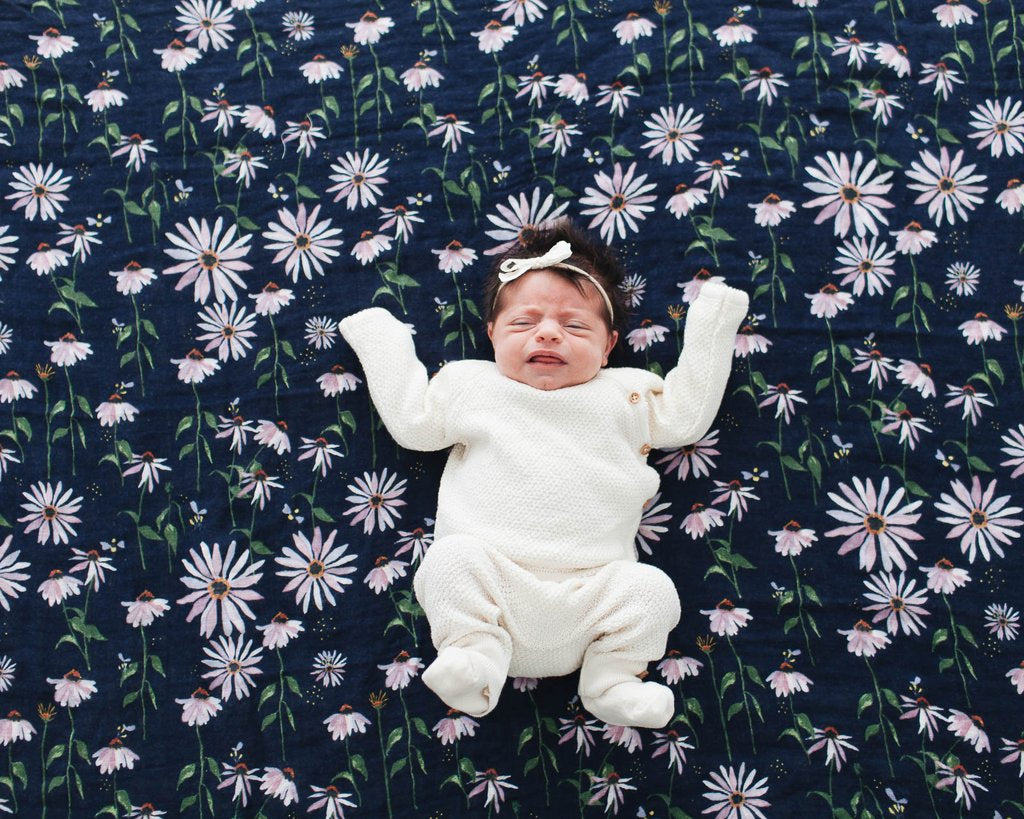 Little Unicorn - Cotton Muslin Baby Swaddle - Dark Coneflower