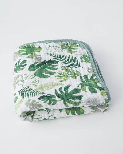 Little Unicorn - Muslin Blanket Quilt - Tropical Leaf