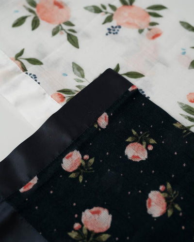 Little Unicorn - Muslin Security Blankets Comforter - Watercolour & Midnight Roses (set of 2)