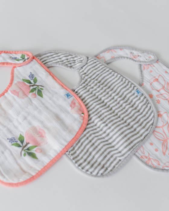 Little Unicorn - Snap Bib 3 Set - Watercolour Rose