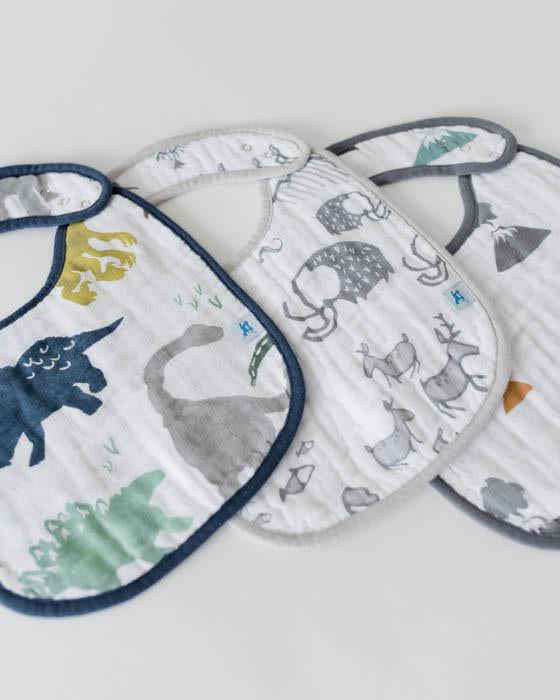 Little Unicorn - Snap Bib 3 Set - Dino Friends