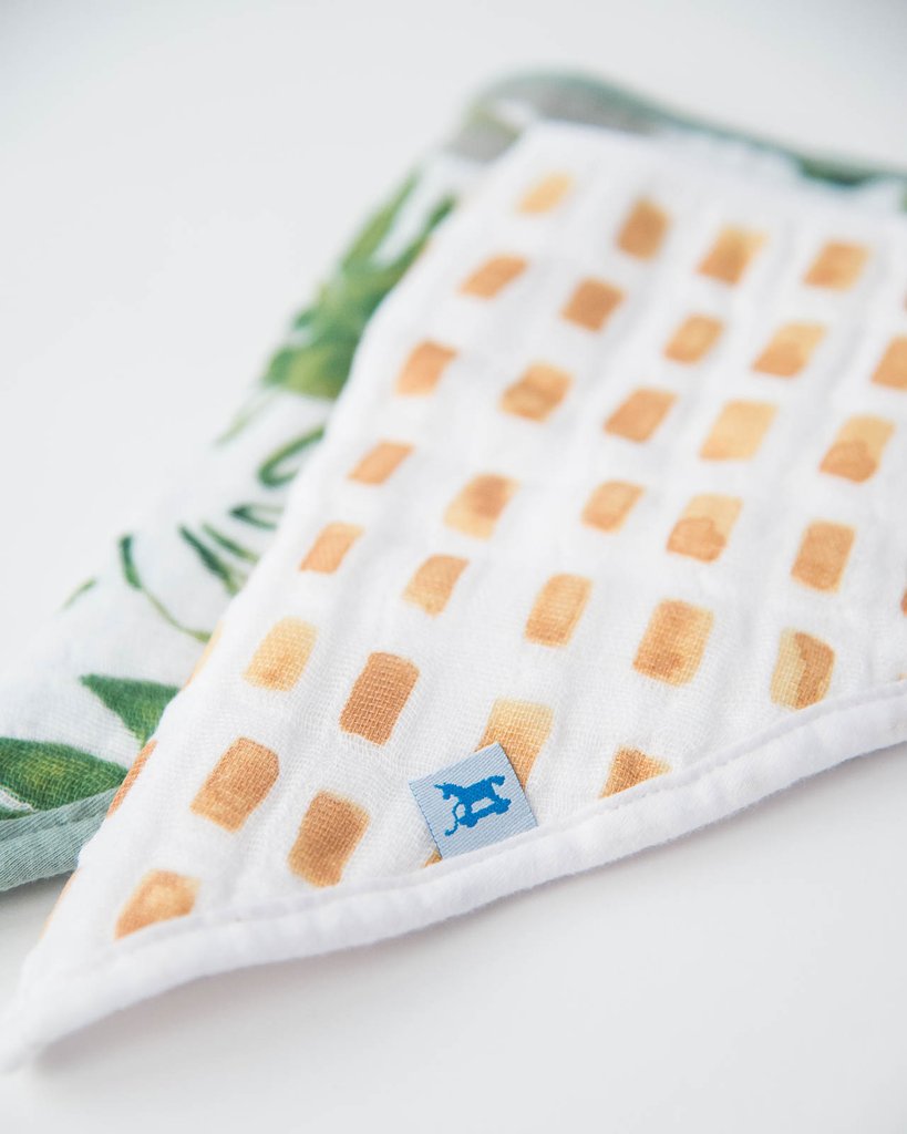 Little Unicorn - Bandana Bibs (2pk) - Tropical Leaf