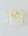 Little Unicorn - Hooded Towel and Wash Cloth Set - Lemon