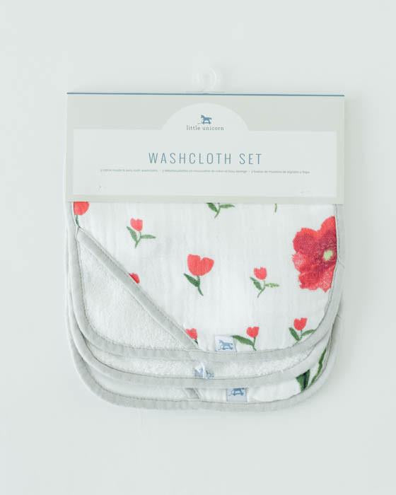 Little Unicorn - Wash Cloth Set (3pk) - Summer Poppy