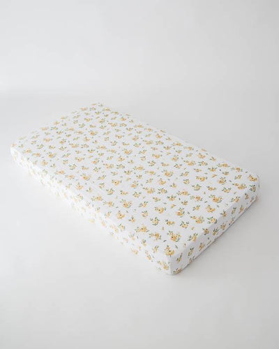 Little Unicorn - Cotton Muslin Cot Sheet - Yellow Rose