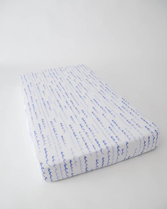 Little Unicorn - Cotton Muslin Cot Sheet - High Tide