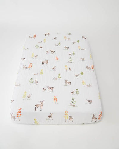 Little Unicorn - Cotton Muslin Cot Sheet - Oh Deer