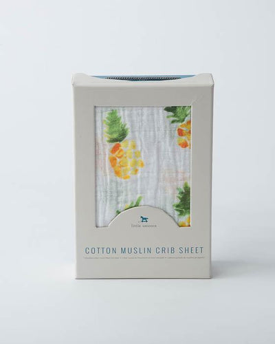 Little Unicorn - Cotton Muslin Cot Sheet - Pineapple