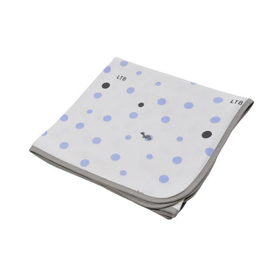 Little Turtle Baby - Stretch Jersey Swaddle - Pale Blue and Grey Spots