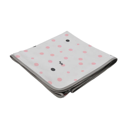 Little Turtle Baby - Stretch Jersey Swaddle - Pale Pink and Grey Spots