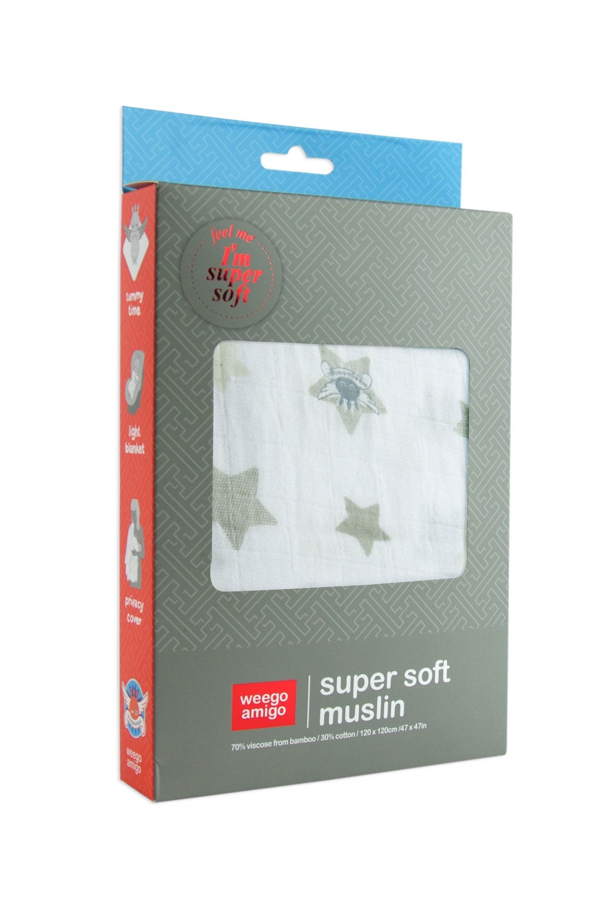 Weegoamigo - Bamboo Swaddle Wraps - Stars Grey