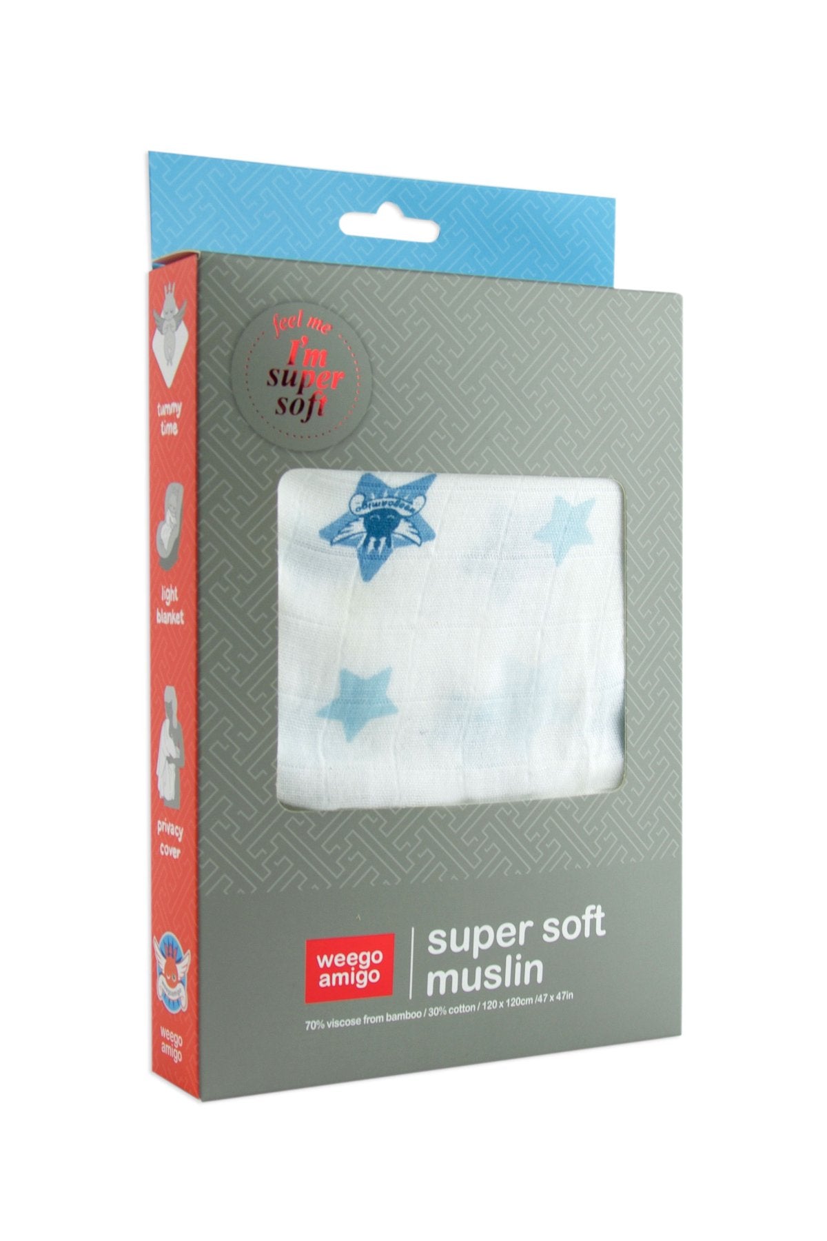 Weegoamigo - Bamboo Swaddle Wraps - Starts Blue